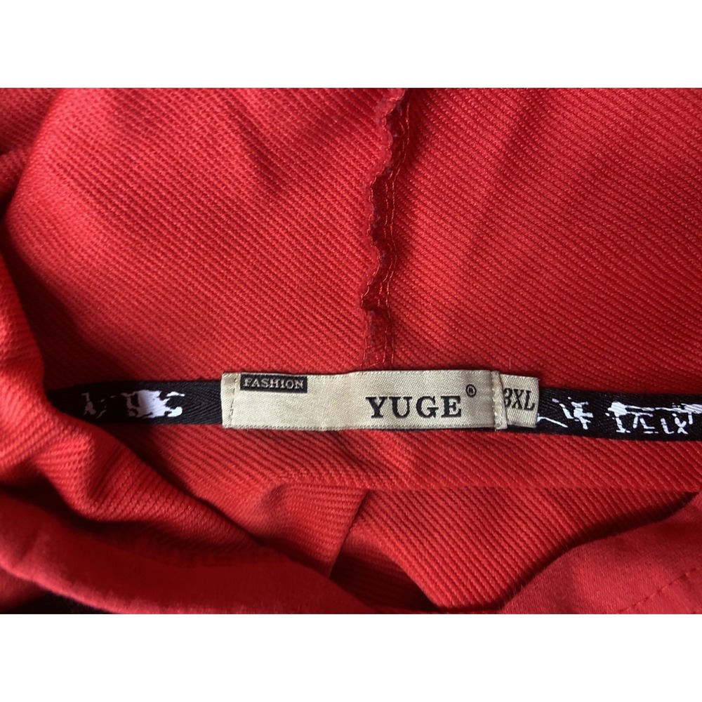 Yuge Fashion Red Black Layered Distressed Graphic Hoodie Mens 3XL Streetwear - Picture 3 of 16